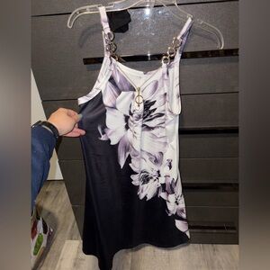 Floral Purple and White Midi Dress